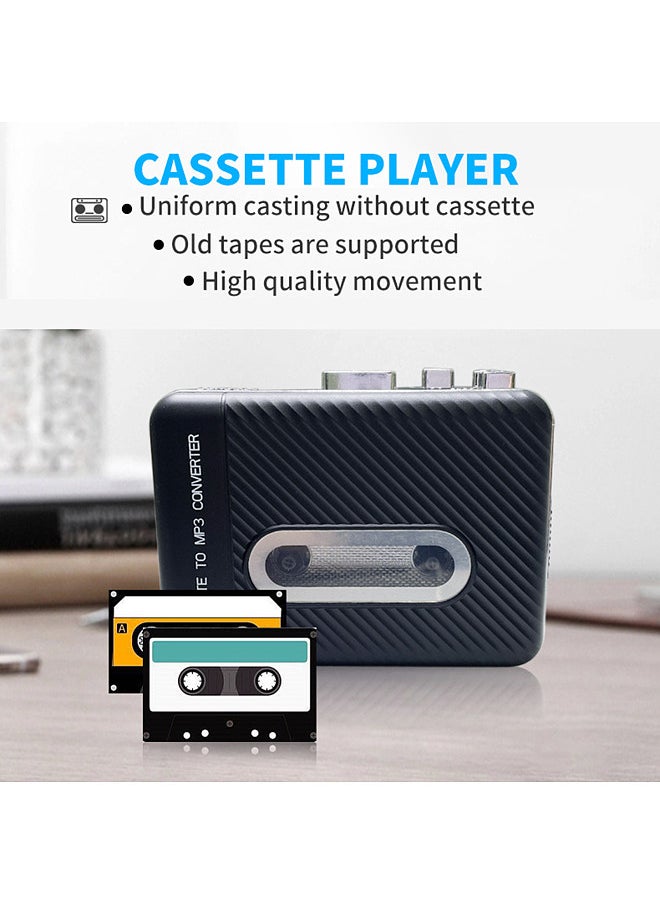 Cassette Player Cassette to MP3 Converter Portable Tape Player Captures MP3 Audio Music via USB Computers Cassette to MP3 via SD Card Convert Walkman Tape Cassettes to MP3 Built-in Microphone