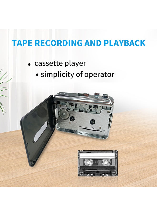 Cassette Player Cassette to MP3 Converter Portable Tape Player Captures MP3 Audio Music via USB Computers Cassette to MP3 via SD Card Convert Walkman Tape Cassettes to MP3 Built-in Microphone