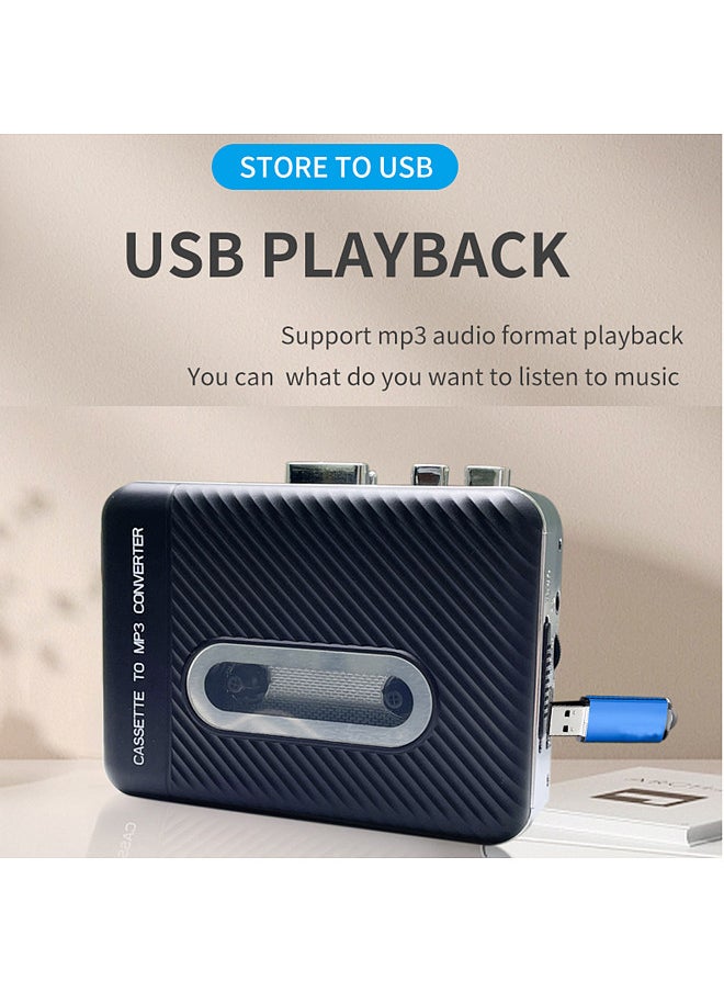 Cassette Player Cassette to MP3 Converter Portable Tape Player Captures MP3 Audio Music via USB Computers Cassette to MP3 via SD Card Convert Walkman Tape Cassettes to MP3 Built-in Microphone