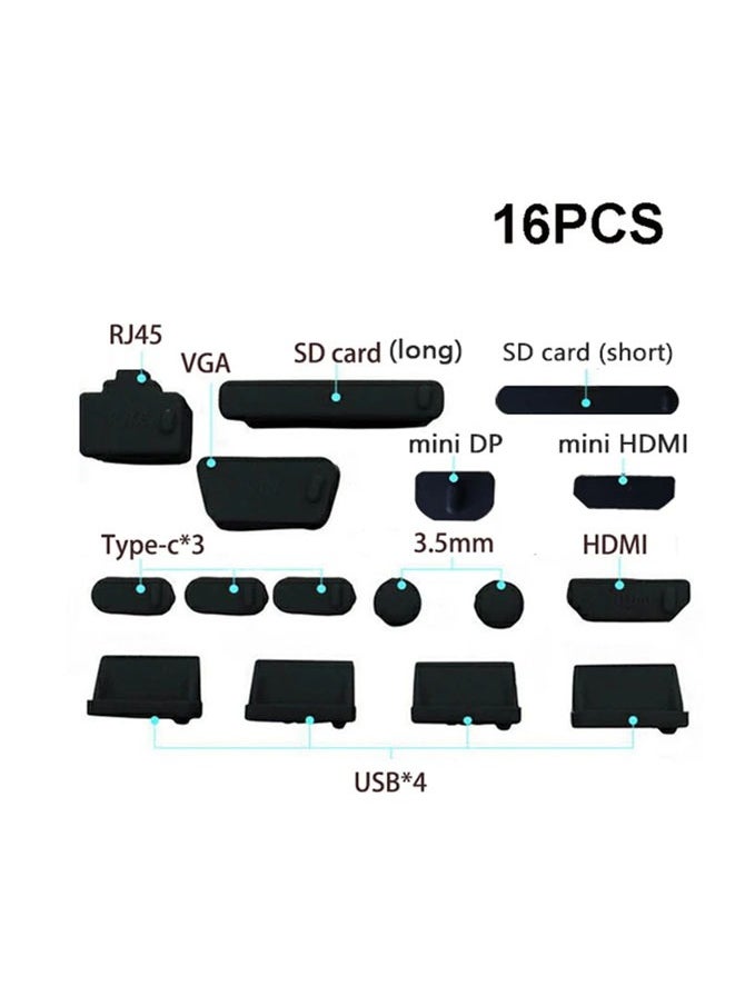 Muyixin 16 قطعة من أغطية قابس الغبار USB العالمية لواجهة الكمبيوتر المقاومة للماء  - Image 2