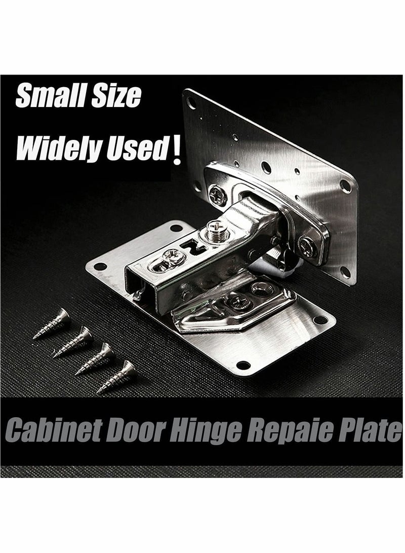 Cabinet Hinge Repair Plate, Stainless Steel Kits with Mounting Screws Wooden for Protecting Furniture and Kitchen Cabinet(4 Half Hole) - Image 4