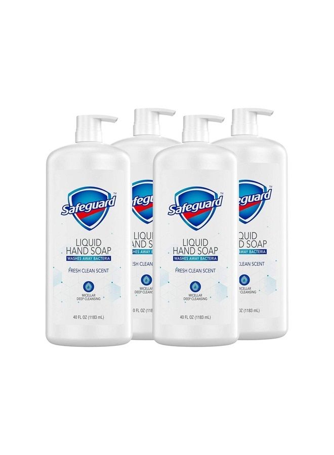 Safeguard عبوة 4 من صابون اليد السائل سيفغارد، تنظيف عميق بالميكلا، رائحة نظيفة ومنعشة (40 أونصة)، 40 أونصة سائلة (عبوة من 4) - Image 1