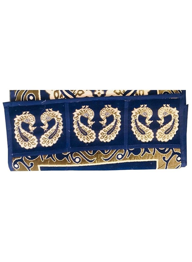 Kuber Industries Kuber Industries Peacock Print Fridge Cover With Side Pockets|Fridge Top Cover|Refrigerator Cover|Washable Cotton Material|6 Utility Pockets (Blue)  - Image 3