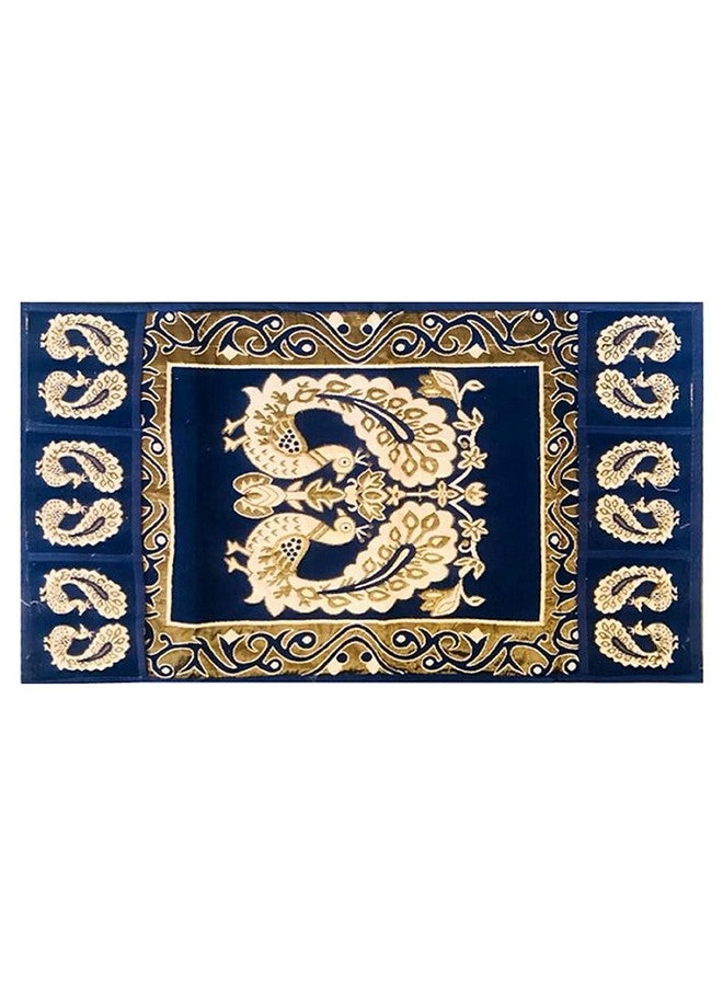 Kuber Industries Kuber Industries Peacock Print Fridge Cover With Side Pockets|Fridge Top Cover|Refrigerator Cover|Washable Cotton Material|6 Utility Pockets (Blue)  - Image 2