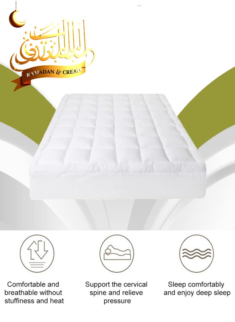Arabest - Mattress Topper Comfort Extra Thick with Piping and Highly Elastic Bands 1100 GSM Soft and Firm Microfiber Cooling Mattress Pad Cover for Back Pain Size 120x200cm - Image 1