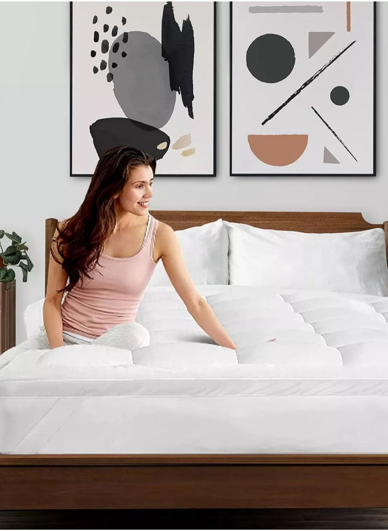 Arabest - Mattress Topper Comfort Extra Thick with Piping and Highly Elastic Bands 1100 GSM Soft and Firm Microfiber Cooling Mattress Pad Cover for Back Pain Size 120x200cm - Image 1