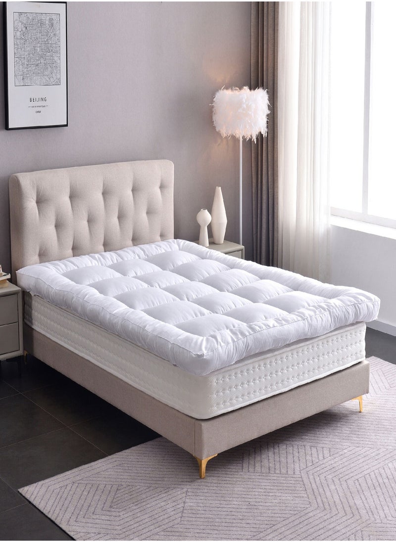 Arabest - Mattress Topper Comfort Extra Thick with Piping and Highly Elastic Bands 1100 GSM Soft and Firm Microfiber Cooling Mattress Pad Cover for Back Pain Size 120x200cm - Image 1
