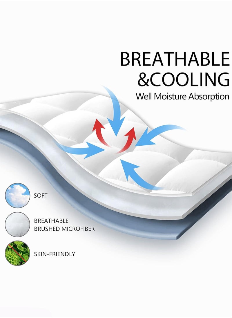 Arabest - Mattress Topper Comfort Extra Thick with Piping and Highly Elastic Bands 1100 GSM Soft and Firm Microfiber Cooling Mattress Pad Cover for Back Pain Size 120x200cm - Image 1