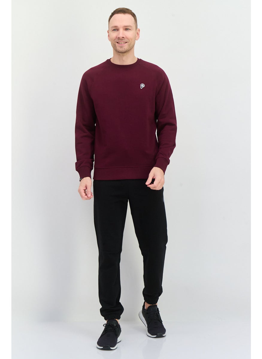 Penfield Men Crew Neck Brand Logo Long Sleeves Sweatshirt, Wine  - Image 3