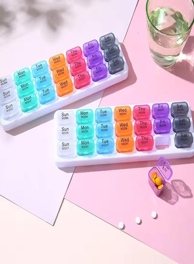 SHREETA Weekly Pill Organizer 3 Times A Day, 7 Day Pill Box Organizer Weekly Pill Box Case with 21 Large Compartments for Morning Noon Evening-Portable 7-day Organizer with Day Reminder Pill Box - Image 2