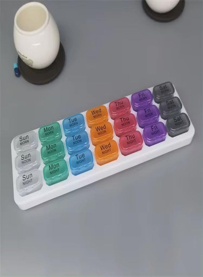 SHREETA Weekly Pill Organizer 3 Times A Day, 7 Day Pill Box Organizer Weekly Pill Box Case with 21 Large Compartments for Morning Noon Evening-Portable 7-day Organizer with Day Reminder Pill Box - Image 3