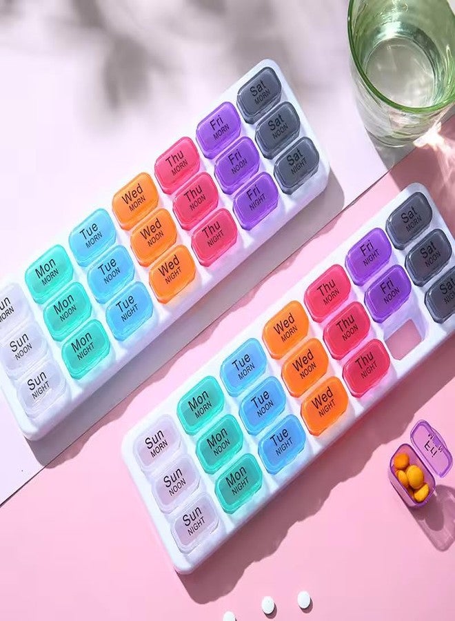 SHREETA Weekly Pill Organizer 3 Times A Day, 7 Day Pill Box Organizer Weekly Pill Box Case with 21 Large Compartments for Morning Noon Evening-Portable 7-day Organizer with Day Reminder Pill Box - Image 5