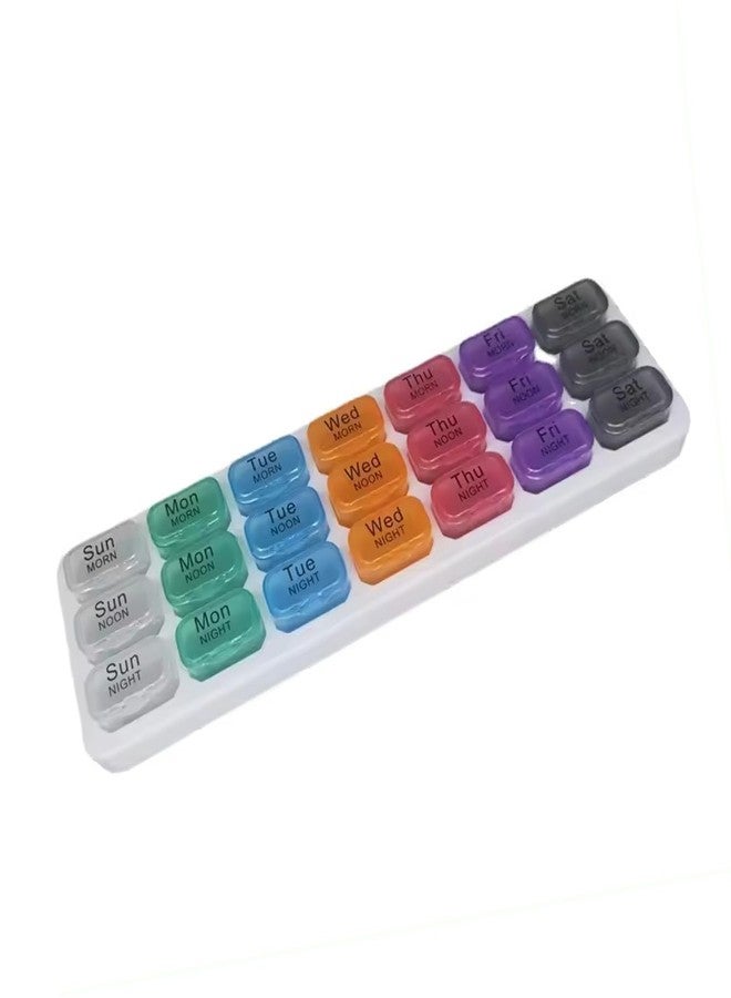 SHREETA Weekly Pill Organizer 3 Times A Day, 7 Day Pill Box Organizer Weekly Pill Box Case with 21 Large Compartments for Morning Noon Evening-Portable 7-day Organizer with Day Reminder Pill Box - Image 1