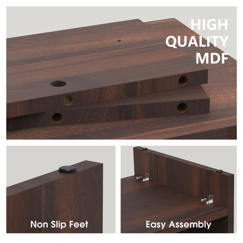 Fenge Monitor Stand, 31.5 Inch Computer Monitor Riser for Desk, 2 Tiers Wood Desk Shelf with Storage, Desktop Organizer for PC, Laptop, Screen, Printer - Image 3