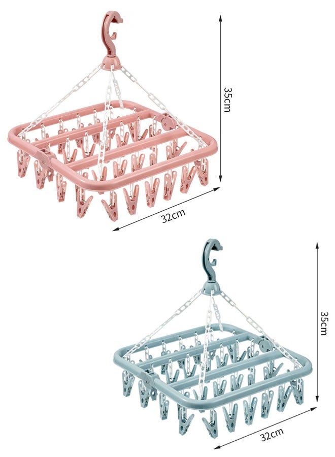 ZCM-HAPPY 2 Piece 36 Clip Foldable Clothes Drying Hanger - Image 2