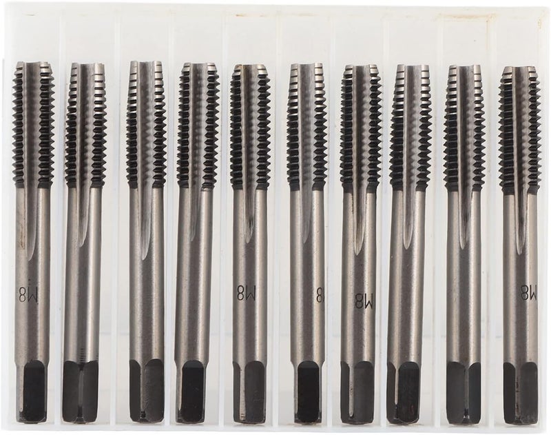 10pcs Carbon Steel Metric Hand Tap Set, M2 M4 M6 M8 Thread Tapping Tool, Straight Flute Taps with Deep Chip Removal Grooves for Repair and Machinery Assembly (M8 (head attack + second attack) 5 pay) - Image 5