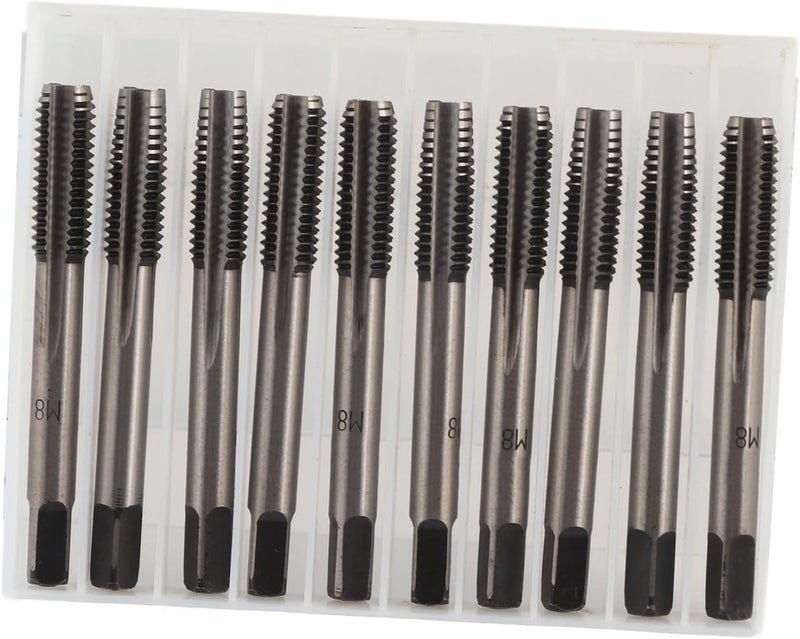 10pcs Carbon Steel Metric Hand Tap Set, M2 M4 M6 M8 Thread Tapping Tool, Straight Flute Taps with Deep Chip Removal Grooves for Repair and Machinery Assembly (M8 (head attack + second attack) 5 pay) - Image 4