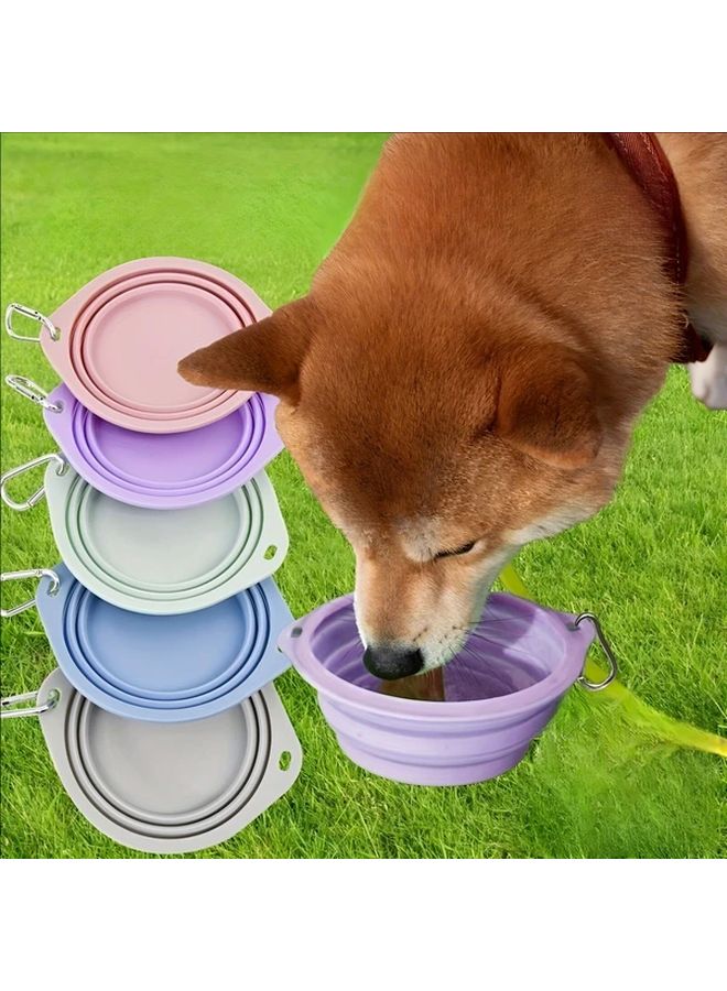 Foldable Pet Travel Bowl Purple 11 83OZ Portable Hanging Feeder - Image 5