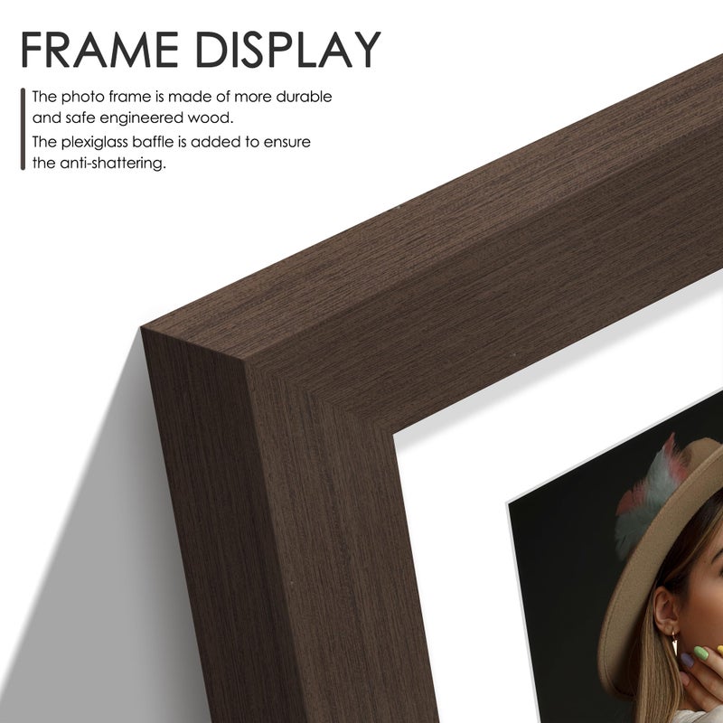 DUENPY 8.5x11 Double 5x7 Picture Frame Double Picture Frame Displays Two 5x7 inch Photos Available Horizontal Wall Mounting Display and Vertical Walnut - Image 5