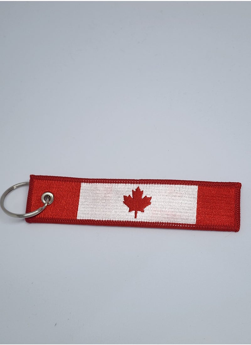 MIRFA Canada Flag Keychain Tag with Key Ring, EDC for Motorcycles, Scooters, Cars and Gifts Flag Key Chain, 100 percent Embroidered  - Image 1