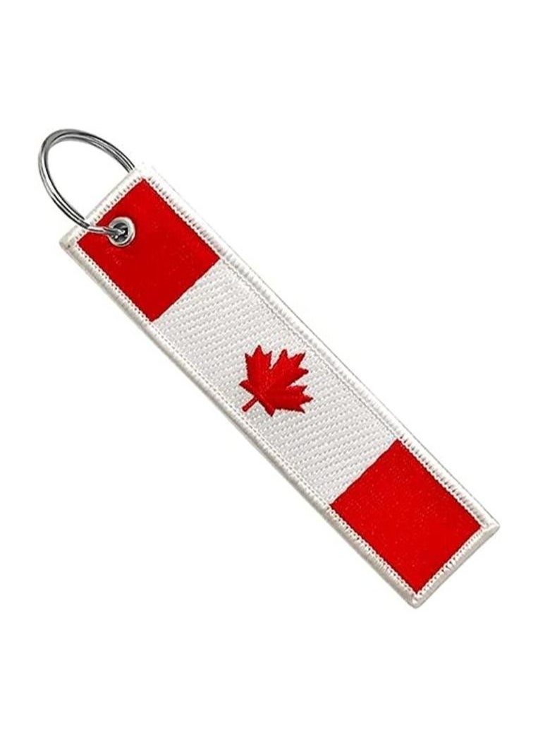 MIRFA Canada Flag Keychain Tag with Key Ring, EDC for Motorcycles, Scooters, Cars and Gifts Flag Key Chain, 100 percent Embroidered  - Image 2