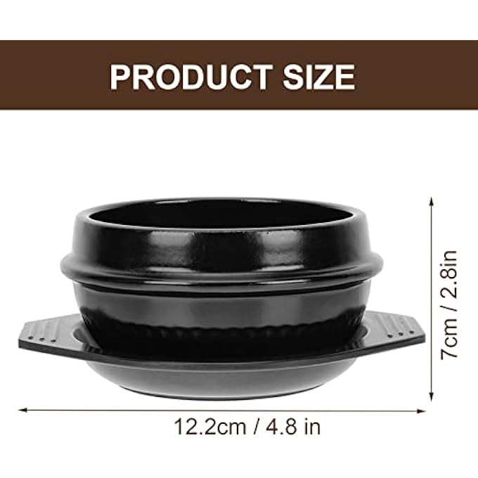 ريحني وعاء حجر الطبخ الكوري - وعاء بول بول للبيبيمباب والحساء مع صينية - أواني مطبخ منزلية سوداء - Image 5