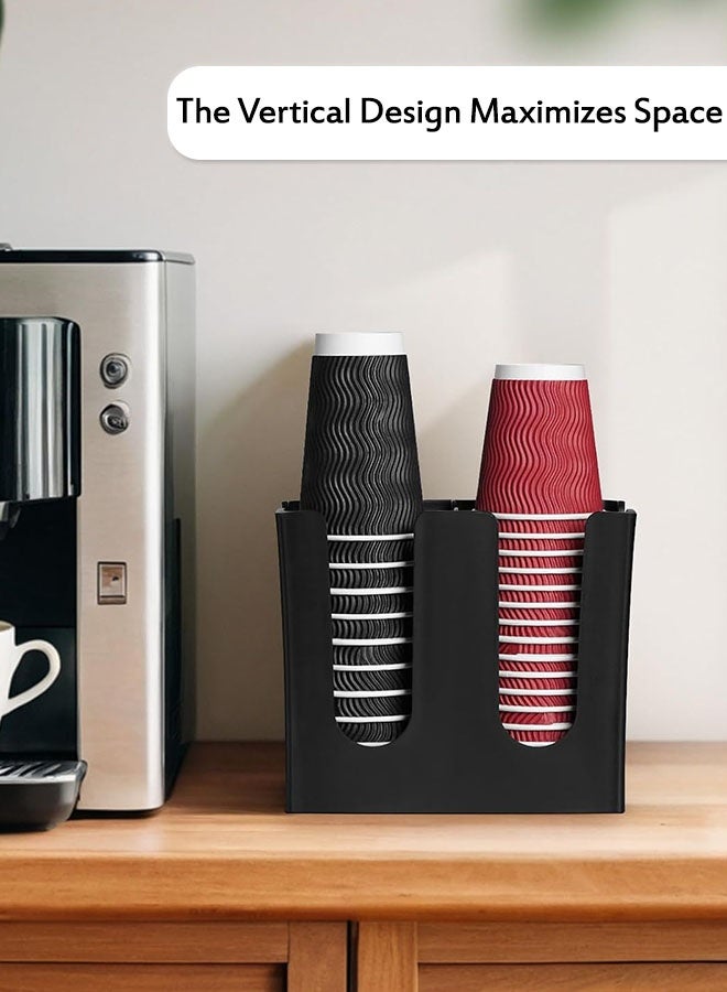 MLADEN حامل أكواب ورقية، موزع أكواب شاي وحليب، حامل أكواب وأغطية للاستخدام مرة واحدة، منظم، حامل أكواب ورقية للقهوة والشاي والمتاجر والمطاعم والمكتب ومنضدة المطبخ (شبكتان) - Image 3