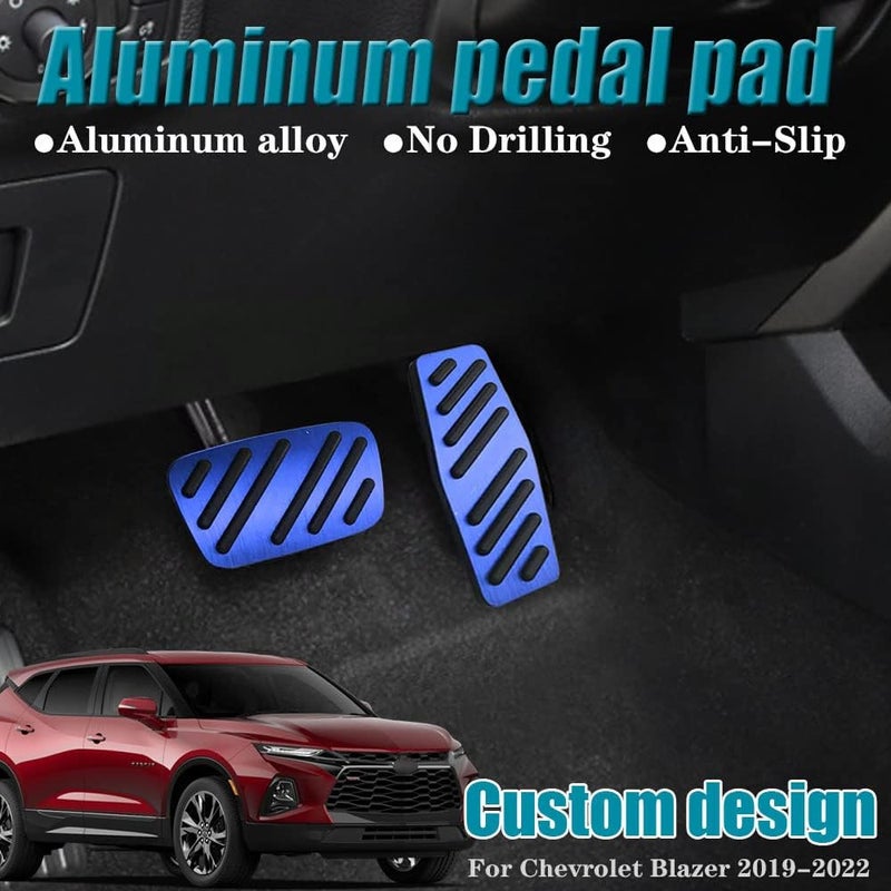 LEXLEY 2PCS Anti-Slip Aluminum Brake Gas Pedal Pads,Auto No Drilling Accelerator Pedal Covers for Chevrolet Chevy Blazer 2019 2020 2021 2022 2023 2024 2025 2026-BLUE - Image 2