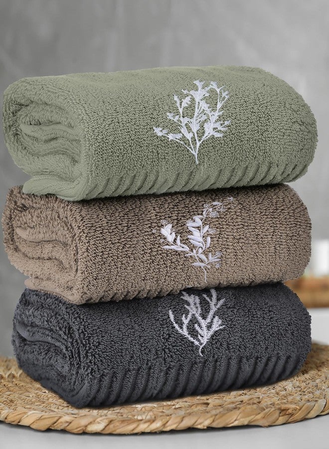 FuWeave مجموعة فوويف من 3 قطع من مناشف اليد النباتية بنمط بوهو، ديكور حمام، مناشف مزخرفة بنمط بوهو مستوحى من الطبيعة، مطرزة بأسلوب ريترو بسيط، مناسبة لتزيين الحمام والمطبخ، مصنوعة من القطن بنسبة 100%، مقاس 13.3 × 29.5 بوصة. - Image 5