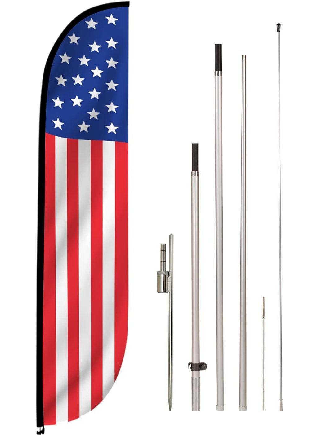 LookOurWay LookOurWay Feather Flag Set 12 ft Advertising Flag with Fiberglass Poles and Ground Spike for Business and Events Promotion American Flag Themed American Glory Vertical  - Image 1