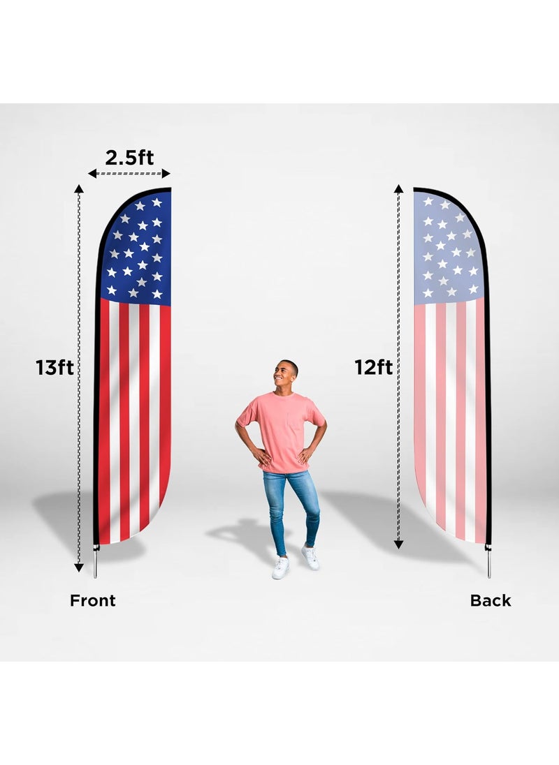 LookOurWay LookOurWay Feather Flag Set 12 ft Advertising Flag with Fiberglass Poles and Ground Spike for Business and Events Promotion American Flag Themed American Glory Vertical  - Image 4