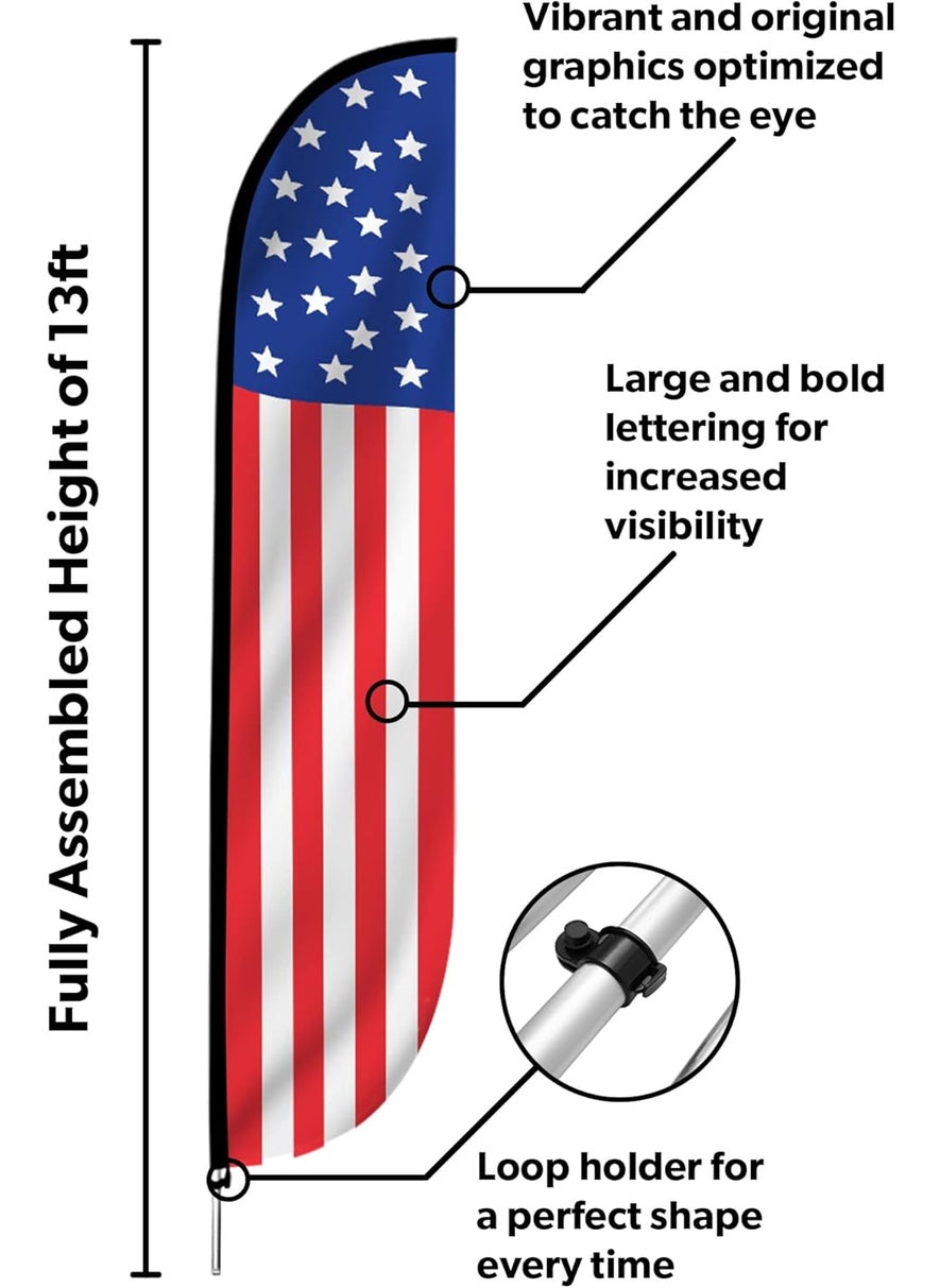 LookOurWay LookOurWay Feather Flag Set 12 ft Advertising Flag with Fiberglass Poles and Ground Spike for Business and Events Promotion American Flag Themed American Glory Vertical  - Image 2