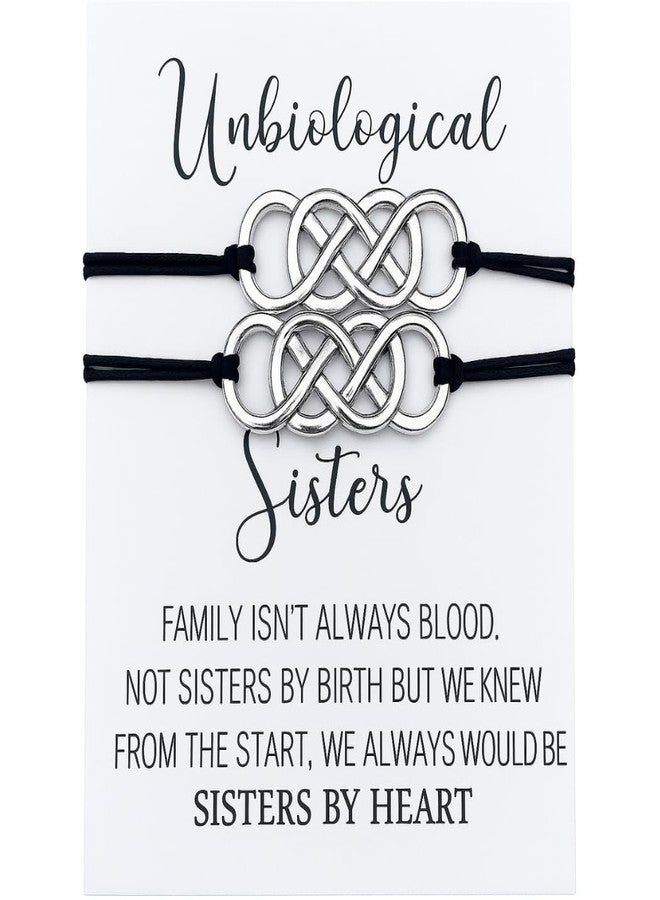 Infinity Collection - Unbiological Sister Charm Bracelets (2 pcs) Friendship Bracelet, Adjustable Bracelet - Soul Sister Knot Bracelets for Women, Teens - Image 1