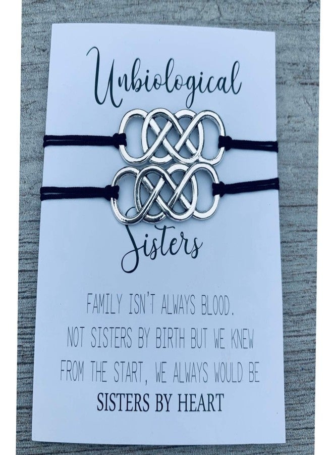 Infinity Collection - Unbiological Sister Charm Bracelets (2 pcs) Friendship Bracelet, Adjustable Bracelet - Soul Sister Knot Bracelets for Women, Teens - Image 4