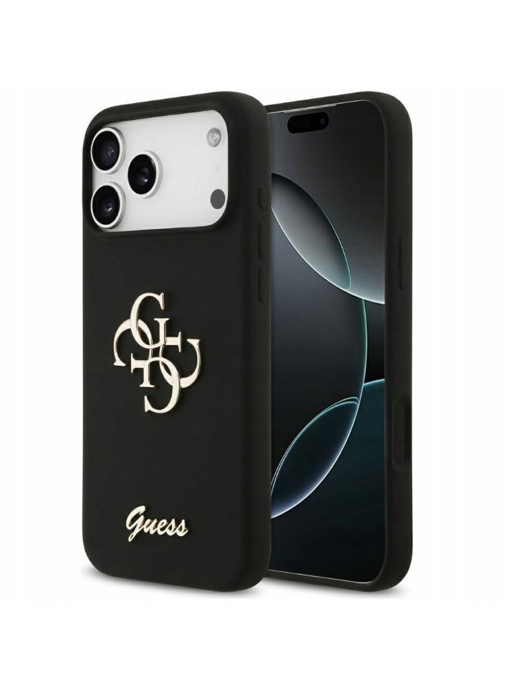 GUESS Guess Silicone Big 4G Script case for iPhone 17 Pro Max black - Image 1