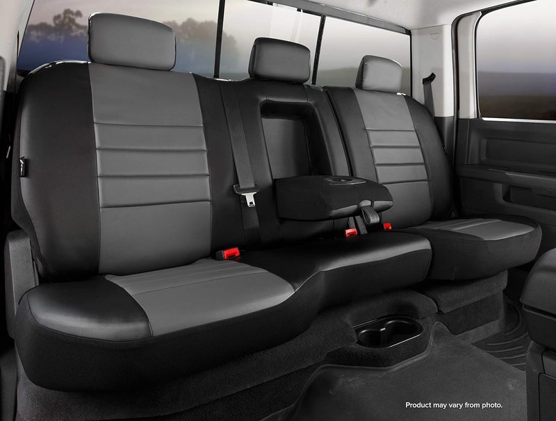 FIA SL62-49 GRAY Custom Fit Rear Seat Cover - Leatherette (Black with Gray Center Panel) - Image 2