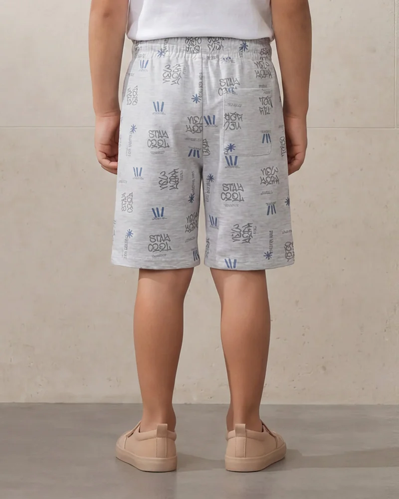 Redtag Boys Grey 2-Pack Printed Shorts