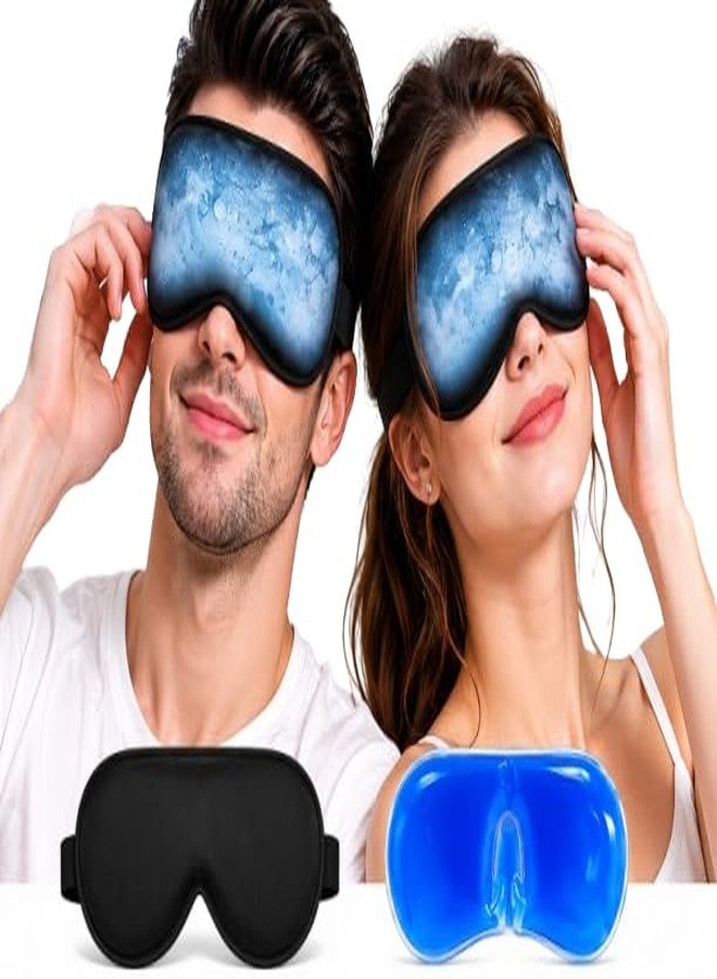HirGlow Cooling Gel Eye Mask | Dark Circles, Dry Eyes & Eye Strain Relief | Cold Therapy Sleep Mask | For Men, Women & Family | Universal Fit | Reusable Gel Pad - Image 1