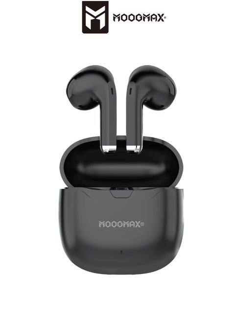Moogmax MX-EP47 A TWS wireless Earbuds with built-in a clear microphone and powerful HAFI clear sound, game without lag, Bluetooth 5.4V and ergonomic elegant design. in black color