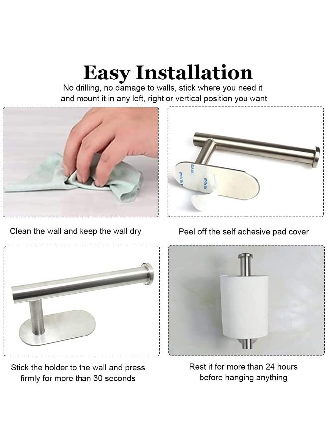 هوميفاي حامل ورق تواليت ذاتي اللصق، حامل مناديل من الفولاذ المقاوم للصدأ، حامل لفائف تواليت مقاوم للصدأ، منظم للحمام لورق المناديل بتشطيب كروم (فضي) - Image 4