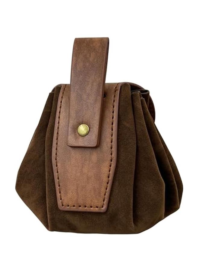 Medieval Embossed Faux Leather Belt Pouch, Retro Renaissance Portable Belt Bag Coin Purse Dice Bag for LARP Ren Faire (Brown C)  - Image 4
