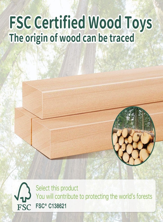 EverEarth Wooden Train Set Space Toys, Wood Train Track Set 39pcs, Mars Explore Base Train Space Station with Rocket and Astronaut for Kids 36m+, FSC Certified - Image 4