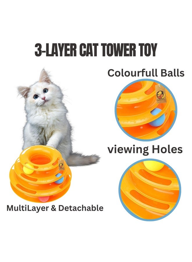 صندوق هدايا ألعاب تفاعلية 4 في 1 للقطط والقطط الصغيرة (مجموعة ألعاب القطط) | لعبة إغراء القطط مع جرس الفأر، لعبة الإمساك بالفأر، لعبة من 3 طبقات، لعبة نفق ثلاثية الاتجاهات - Image 4