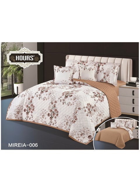 Compressed double-sided floral bed comforter set, 6 pieces, size 240 * 220 cm