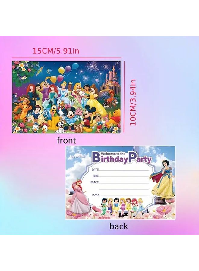 10 قطعة ملصقات دعوة حفلة الأميرة مجموعة هدايا عيد ميلاد كرتونية للأصدقاء - Image 4