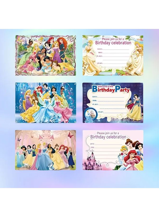 10 قطعة ملصقات دعوة حفلة الأميرة مجموعة هدايا عيد ميلاد كرتونية للأصدقاء - Image 2