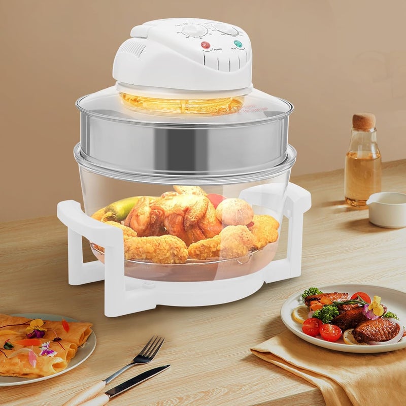 Airy Fryer, 17L/17.96Qt Glass Air Fryer with Temp & Time Control, 360° Viewable Airy Fryer with Expansion Ring, for Rilling Roasting Baking Pan-Frying Defrosting for Home, Restaurants - Image 4