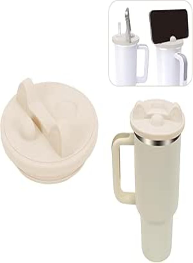 GQ 1pcs Lid Replacement for Stanley 40 oz Cup, Upgraded Silicone Reusable Lid With Phone Holder, BPA Free, Dishwasher Safe Accessory for 40oz Tumbler