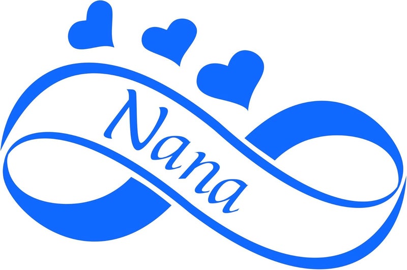 Nana with Hearts 6.5" Wide Light Blue Vinyl Decal Sticker Car Truck #2002