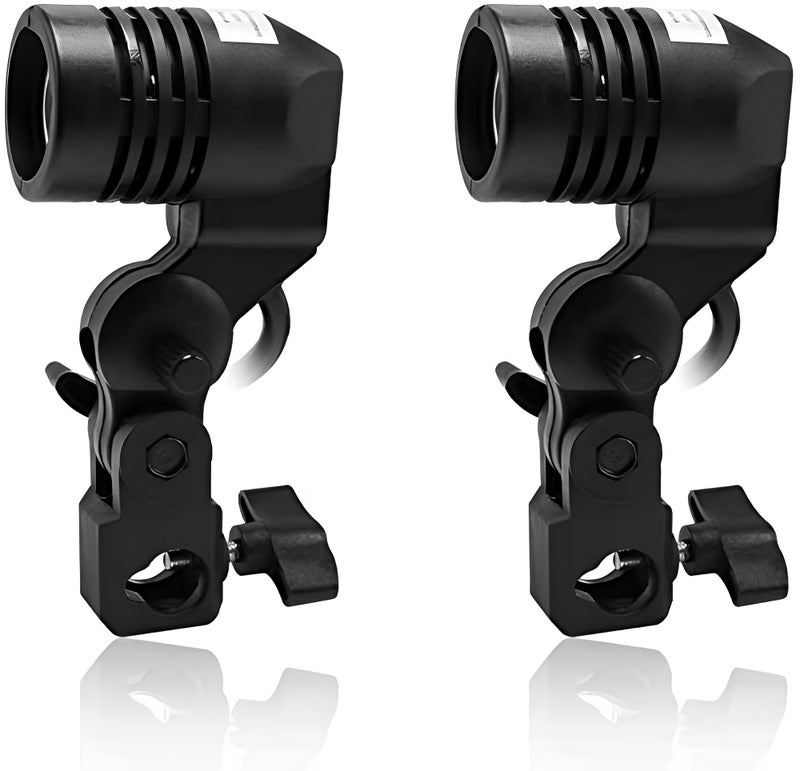 Hiffin® Photography Photo Light Lamp Bulb Holder E27 Socket Bracket Studio EU Plug (E27 Double LAMP Holder Set of 2 PCS) - Image 1